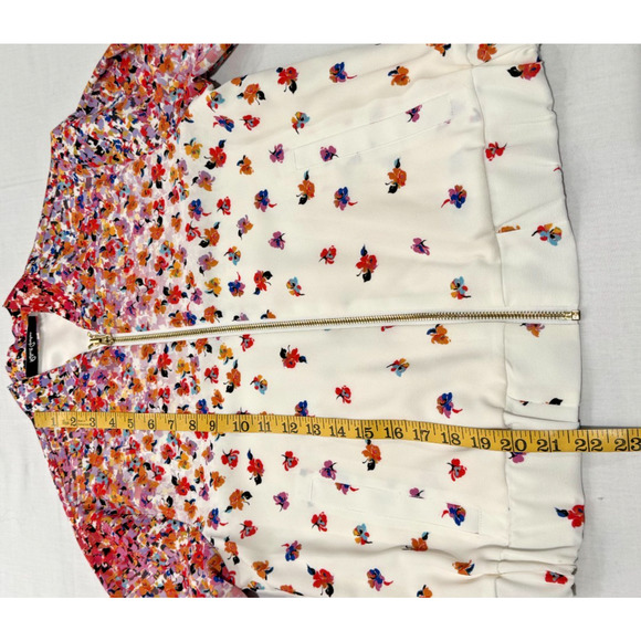 Robert Graham Floral Zip Jacket Womens Sz S/M White Spring Blossom Silk Lining - Picture 5 of 9
